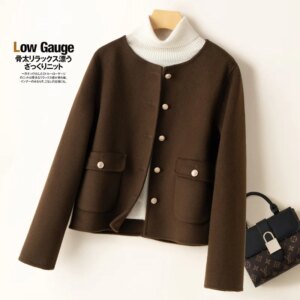 Manufacturers Strictly Choose Wool Reversible Woolen Coat 2024 Autumn and Winter New High-Grade Metal Women’s Ca