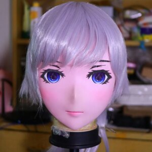 (KM1117) Handmade Female Resin Crossdress Sweet Girl Half Head Lolita Japanese Character Anime BJD Doll Cosplay Kigurumi Mask