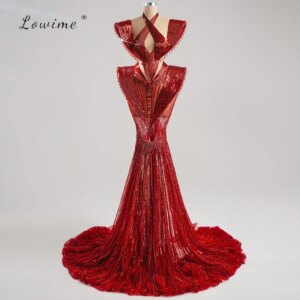 Lowime Glamorous Mermaid Long Gown Sequin Sexy Tulle Party Dress For Formal Balls