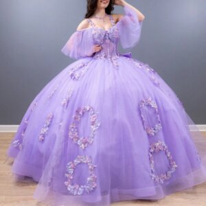 Lavender Shiny Quinceanera Dresses Off Shoulder Ball Gown Sweet 16 Dress Beading Applique Lace Tull Birthday Party Vestidos 15