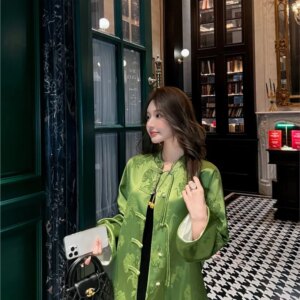 New Chinese style jacquard short coat female improved loose cardigan top