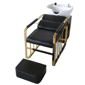 Factory Price Black Reclining Wash Chair Salon Shampoo Chair with Basin for Sale Hairdressing Chair Salon Furniture Bed