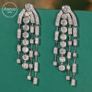 Aazuo Real 18K White Gold Real Diamonds 2.0ct Luxury Life Advanced banquet Stud Earrings gifted for Women Wedding Party Au750
