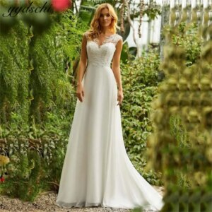 Elegant 2025 Lace A-line Appliques Illusion Cap Sleeves Wedding Dresses for woman Court Train Bridal Gowns Vestidos De Noiva