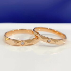 AZS Handcrafted Custom Designer Rhombus-Cut Gold-Plated Silver Rings with Lab-Grown Diamonds – Valentine, Wedding rings