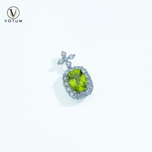 Votum 18K White Gold Real Diamonds Peridot Pendant Charm for Necklace Women Au750 Luxury Gemstone Pendants Custom Fine Jewelry