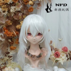 Kigurumi white long hair, cute Kigurumi mask full headband lock cosplay headshell props costume anime