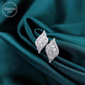 Aazuo 18K Solid White Gold Real Natrual Diamonds 0.22ct Irregular Stud Earring Gifted For Women Advanced Wedding Party Au750