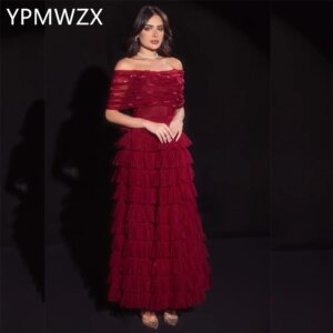 Customized Prom Gown Evening Formal Dress Party Occasion YPMWZX Off-the-shoulder A-line Floor Length Skirts Fold Bespoke Occasio