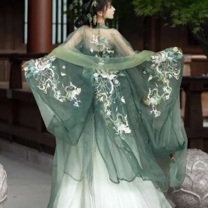 New Hezi Skirt Hanfu Female Big Sleeved Shirt Tang System Ancient Costume Cos Cosplay Green Chinese Traditional Dress