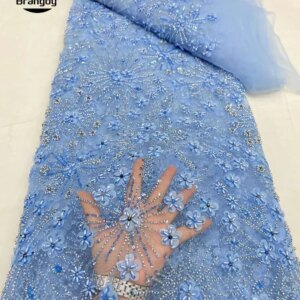 3D African Beaded Lace Fabric 2025, High-Quality French Groom Lace Material, Nigerian Sequin Lace Fabric, Party Wedding Sewing