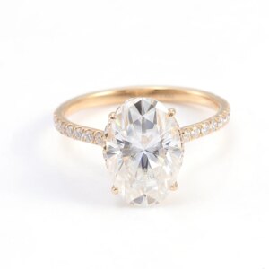 Provence 10K/14K/18K  Moissanite Wedding Rings for Women Oval Cut 4 CT D Color Four Prong Engagement Rings GRA Certificate