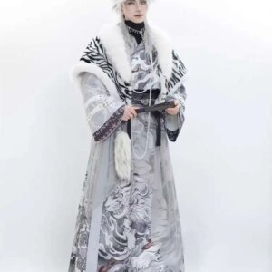 New Chinese Style National Style Han Elements Cloak Youthful Feeling Tiger Stripe Shawl Hanfu Suit