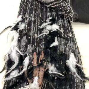 2024 High Quality African Lace Fabric Sequins Mesh Lace France Luxury 3D Feather Embroidered Tulle Lace Fabric For Asoebi Sewing