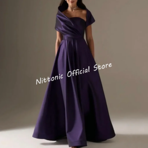 Elegant Off Shoulder Pleat A-Line Formal Evening Dresses Birthday Party Prom Gowns Customized