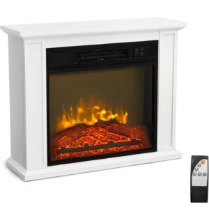 27” Electric Fireplace with Mantel, Freestanding Heater with Remote, Timer, Realistic Flame & Adjustable Temperature