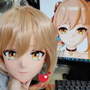 (GLK02)Customize Character Resin Half Head Japanese Animego Cosplay Anime Kigurumi Mask With Eyes And Wig
