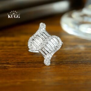 KUGG 100% 18K White Gold Rings Fashion Design 0.75carat Real Natural Diamond Engagement Ring for Women High Party Jewelry