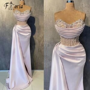 Luxury Sweetheart Trumpet Prom Dresses 2023 Sparkly Crystals Corset Elegant Lilac Satin Dubai Women Formal Party Evening Gown