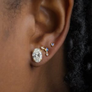 Custom Threaded Studs Oval Cut D Color Moissanite Diamond Sunflower Earrings For Women 925 Sterling Silver Stud Earrings