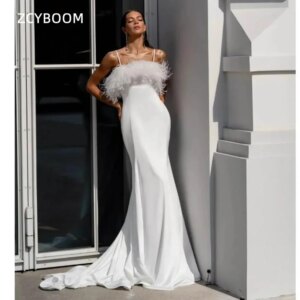 Customized Strapless Off The Shoulder Mermaid Wedding Dresses Feathers Floor Length 2025 Sexy Bridal Gowns Vestidos De Novia