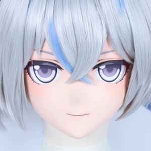 (C-09)Customize Character Resin Full Head With Back Shell Japanese Animego Cosplay Crossdressing Anime Kigurumi Mask With Lock