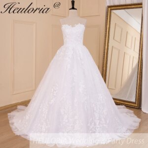 HEULORIA elegant ball gown princess wedding dress strapless lace beading bride dress Robe De Mariee Wedding gown