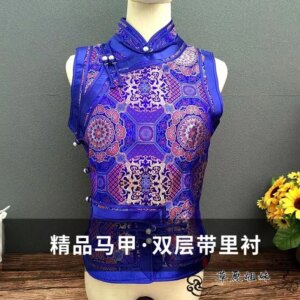 Short Vest Stand Collar Women’s Waistcoat Mongolian Thickened Style Double Layer New with Handmade Lining Ethnic Boutique