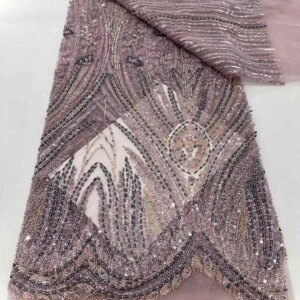 African Beaded Lace Tulle Fabric, Heavy Handmade, Swiss, Sequin Fabric, Nigerian Wedding, Prom Dress, Sew, High Quality, 2025