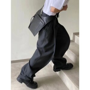 NIGO MR Men’s Spring Autumn Black Trouser Loose Straight Fashion Suit High Street Hip Hop Pants #NGTOP11412