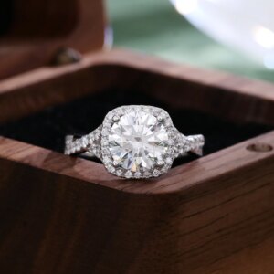 Provence 14K/18K white gold ring 2CT round cut lab diamond engagement rings for women IGI Certificate luxury twist wedding ring