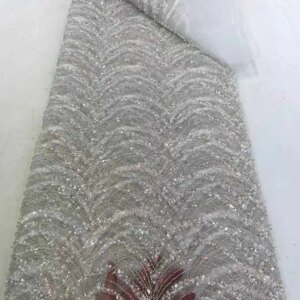 White Beaded French Mesh Lace 5 Yards Dubai Lace Fabrics Quality 2025 African Sequins Lace Fabric For Wedding Party Dresses