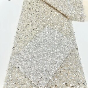 African Handmade Beaded Lace Fabric 2025 High Quality French Sequin Beaded Fabric Fabric Nigeria Wedding Tulle Lace Fabrics