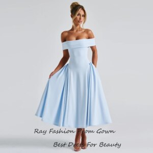 Formal Evening Dress Vestidos De Fiesta For Sexy Women Crepe Party Gowns Built-in-bra with Pleated Off Shoulder Prom Dresses