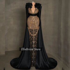 Luxury Mermaid Evening Dresses For Women Crystal Arabic Dubai Wedding Party Dress Beading Mermaid Prom Gowns Customized
