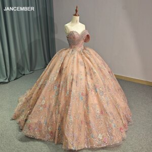 Crystals Beading Sleeveless Quinceanera Dresses Ball Gown Floral Sequins 15 Years Birthday Princess Party vestidos 15 años