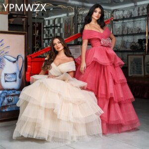Customized Evening Dress Women Party Occasion Formal YPMWZX Off-the-shoulder A-line Floor Length Skirts Bespoke Dresses