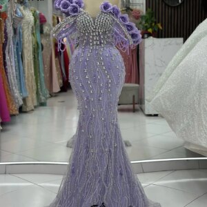 Elegant Beaded Lace Appliques Mermaid Formal Evening Dreses Crystal Flower Customized Prom Dress Long Party Gown Robe Soiree
