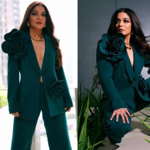 Customized Shawl Lapel Women Suits Dresses 2 Pieces One Button Floral Appliques Blazer Wide Leg Pants Daily Formal Gown