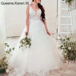 Elegant Boho Wedding Dress lace applique bride dress robe de mariee A line Wedding Bridal Gown