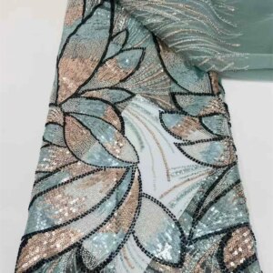 Latest Teal Green Lace Fabric 2024 High Quality Luxury Bridal Lace Fabrics Embroidered Dubai New Fashion Nigerian Lace Fabrq33-1