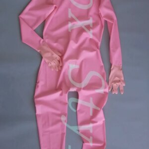 Pink color sexy latex catsuit for women’s catsuit rubber latex clothing full cover body suit