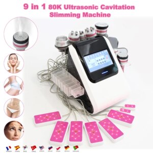 Newest 9 in 1 80K Ultrasonic Cavitation Machine Cellulite Removal Body Slimming Facial Care Vacuum EMS Massage Face Lifting Tool