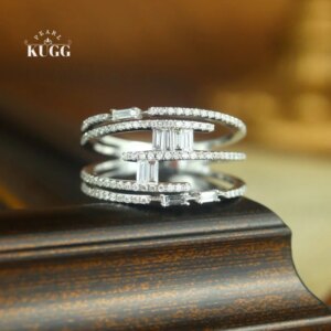 KUGG 100% 18K White Gold Rings 0.60carat Real Natural Diamond Ring Fashion Irrgular Design Luxury Wedding Jewelry for Women
