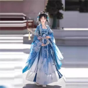 Heavy embroidery chest-length fairy chebule pleated skirt Hanfu woman