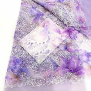 Fashion Nigerian Beaded Sequins Lace Fabric 2025 Hot Sale French Luxury Lace African Tulle Lace Fabric For Women Wedding Dresses