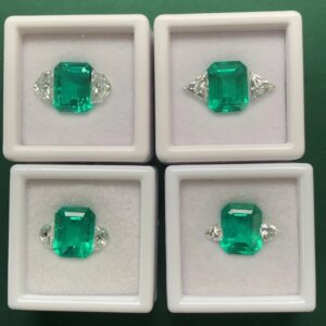 Ruif Unique New Popular 3ct Lab Grown Emerald with Moissanite Gemstone Set for Jewerly DIY