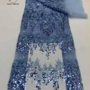 African Sequins Lace Fabric 5 Yards Embroidery Nigerian Lace Fabrics 2024 High Quality Lace Tulle French Lace For Party Dress