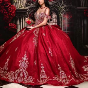 Red Princess Quinceanera Dresses Off Shoulder Applique Lace Beading Bow Sweet 16 Dress Ball Gown Vestidos 15 De Anos