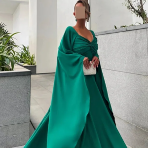 Customized Exquisite Jersey A-line V-neck Midi Dresses Prom Dresses Modern Style Pastrol Unisex Chinese Style Formal Casual Simp